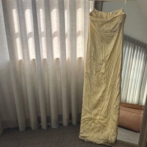 Elegant Butter Yellow Satin Gown